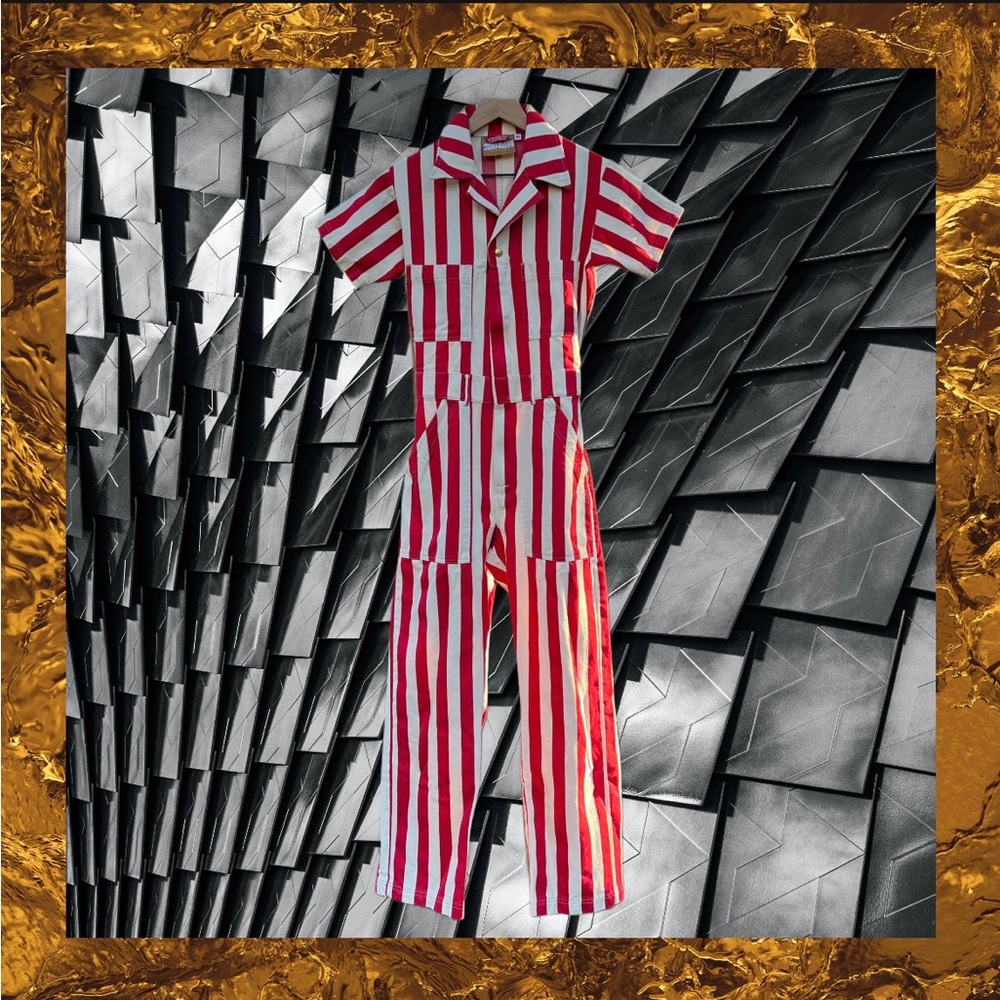 Big Bud Press Frontier Red Stripe Short Sleeve Jumpsuit Size XS